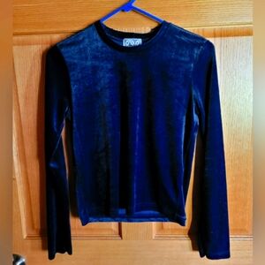 Hip Wear - Small Navy Long-Sleeved Velvet Shirt